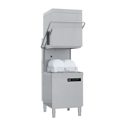 Lave-vaisselle à capot revêtement simple avec pompe de vidange 50x50 - 400 V | REDFOX - QQI 102 P