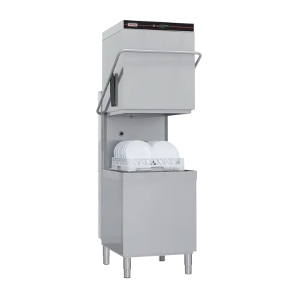 Lave-vaisselle à capot revêtement simple avec pompe de vidange, panneau de commande en haut, 50x50 - 400 V | REDFOX - QQI 102 P/TOP