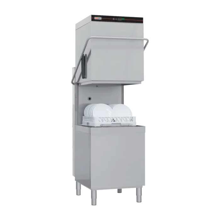 QQI-102-P-TOP Lave-vaisselle à capot revêtement simple avec pompe de vidange, panneau de commande en haut, 50x50 - 400 V | REDFOX - QQI 102 P/TOP – Image 1