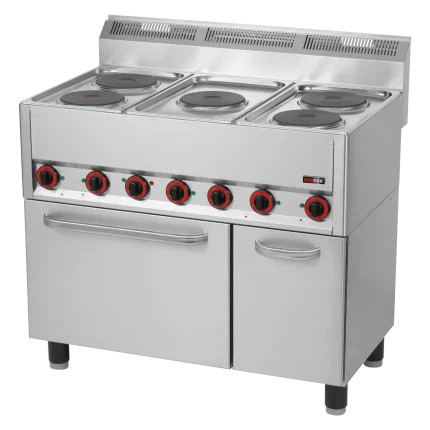 Fourneau électrique avec four à air chaud électrique GN 1/1 - 5x feu 400 V | REDFOX - SPT 90/5 ELS
