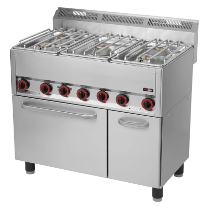 Fourneau combiné avec four à air chaud électrique GN 1/1 - 5x brûleur | REDFOX - SPT 90/5 GLS