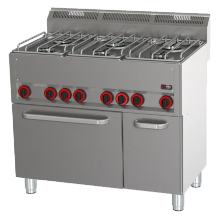 Fourneau combiné avec four à air chaud électrique GN 1/1 - 6x brûleur | REDFOX - SPT 90 GL
