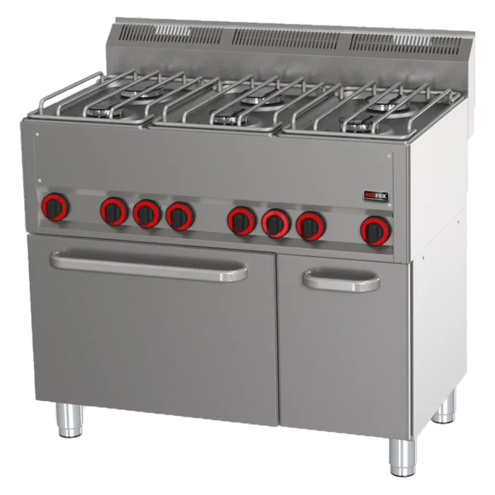 Fourneau combiné avec four à air chaud électrique GN 1/1 - 6x brûleur | REDFOX - SPT 90 GL – Image 1